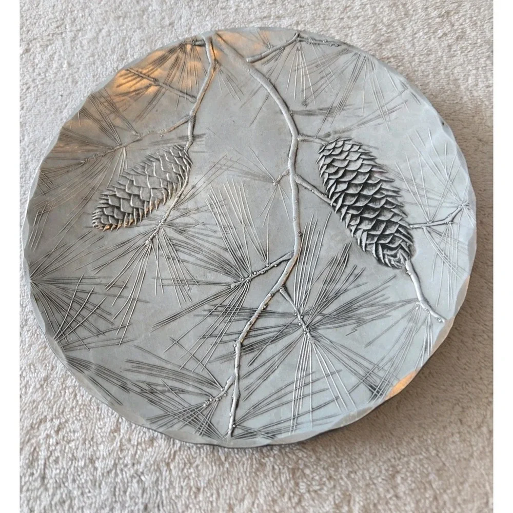Vintage Early Wendell August Forge 890 Plate Pine Cone Design 9